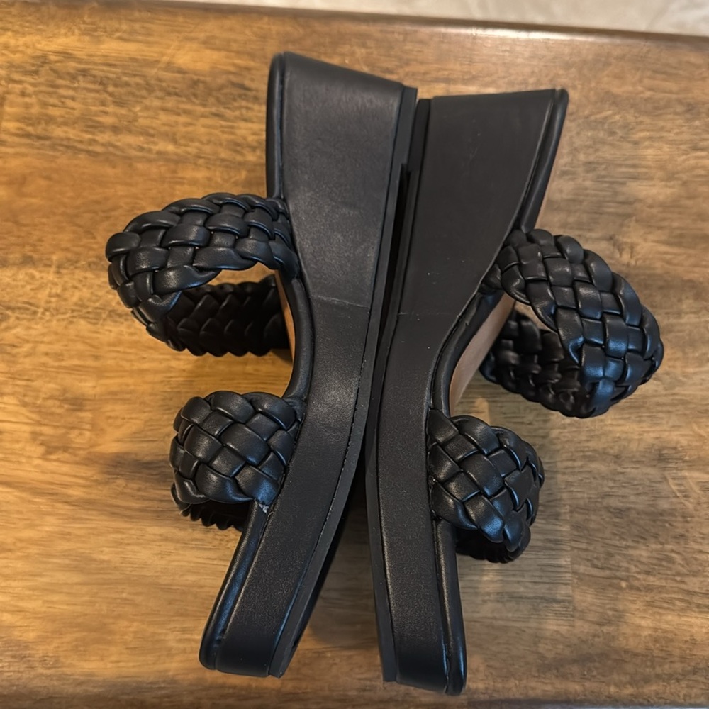 White Mt. Black Wedge Sandals - Picture 4 of 7